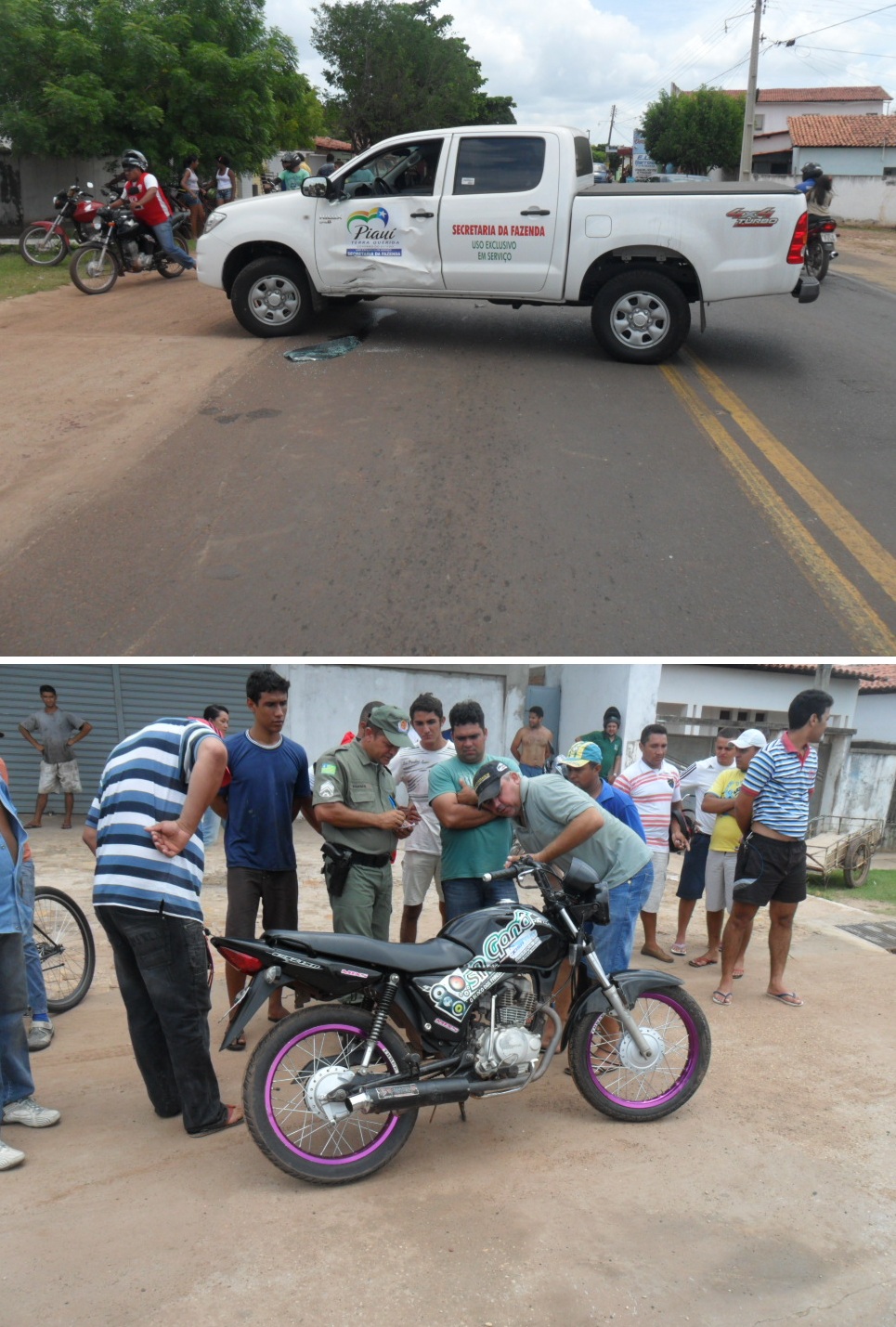 Motociclista colide contra Hillux do Governo do Estado no centro de Altos